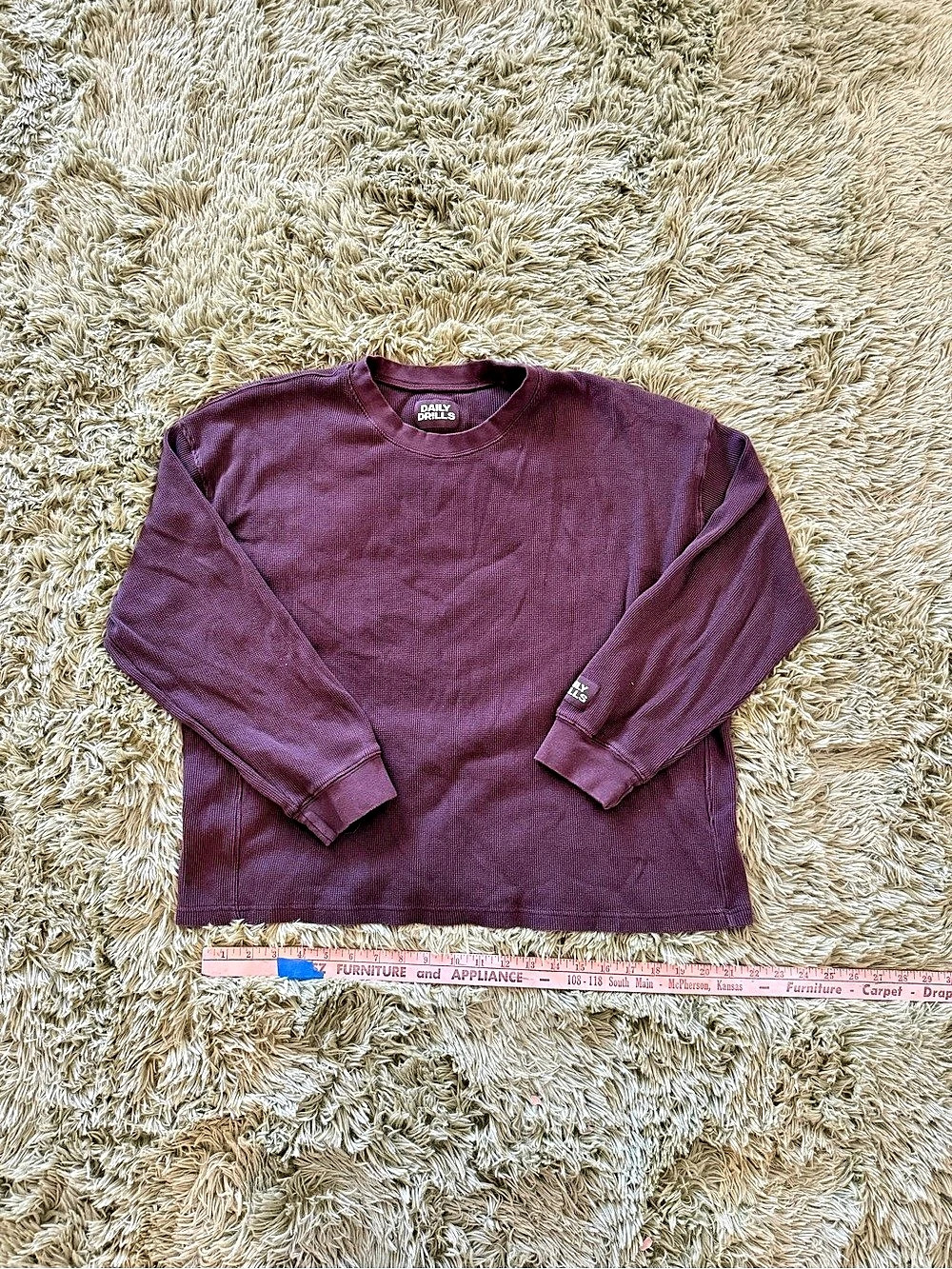 Daily Drills Oversized Thermal Top Women’s Ribbed Long Sleeve Shirt XS/S